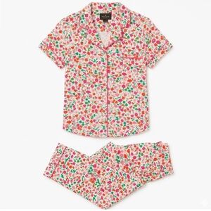 Kate Spade Floral Pacific Bloom Short-Sleeve Pajama Set Pink Red Green NEW Small